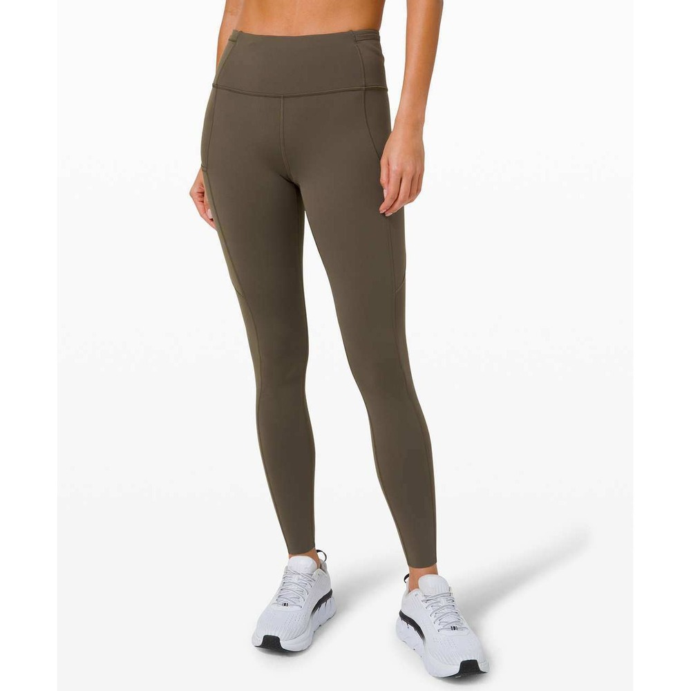 Lululemon Fast and Free Tight 28" Sz 2 Dark Olive Green Non-Reflective Nulux Run